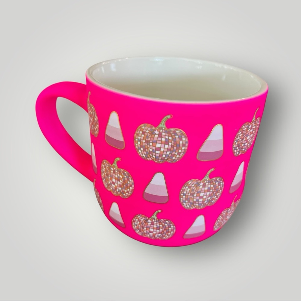 Neon Pink Autumn Halloween Pumpkin Soft Touch Matte Ceramic Mug Cup Gift New - Picture 5 of 14
